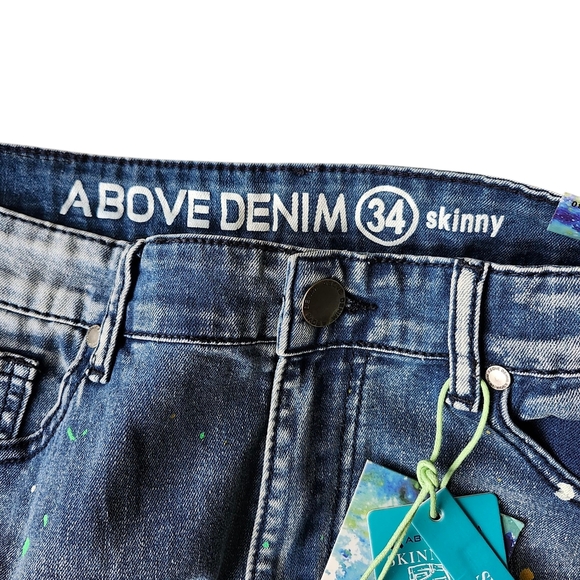 Men’s Paint Splatter Super Stretch Skinny Jeans 34x30 - Picture 6 of 12